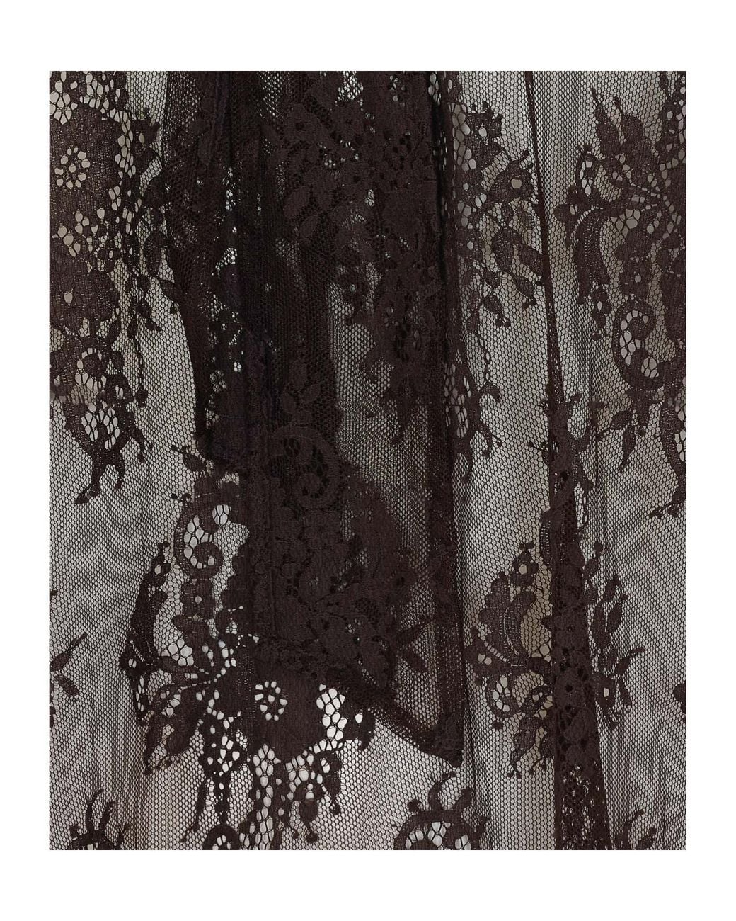 Aniye By Brown Sheer Lace Bow-Tie Blouse