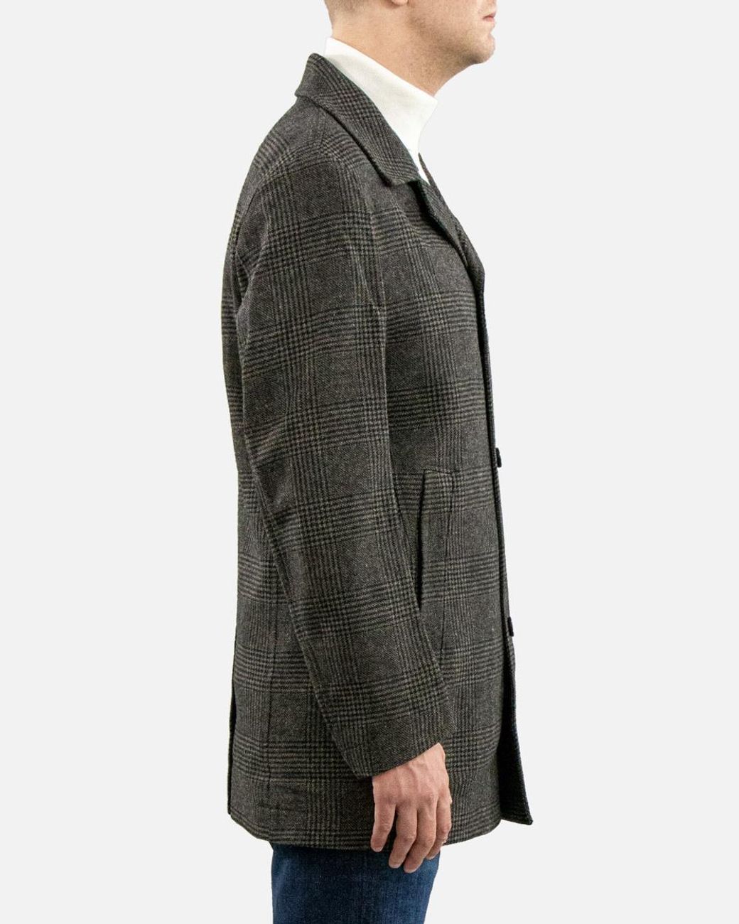 Boss Gray Plaid Long-Sleeved Coat for men