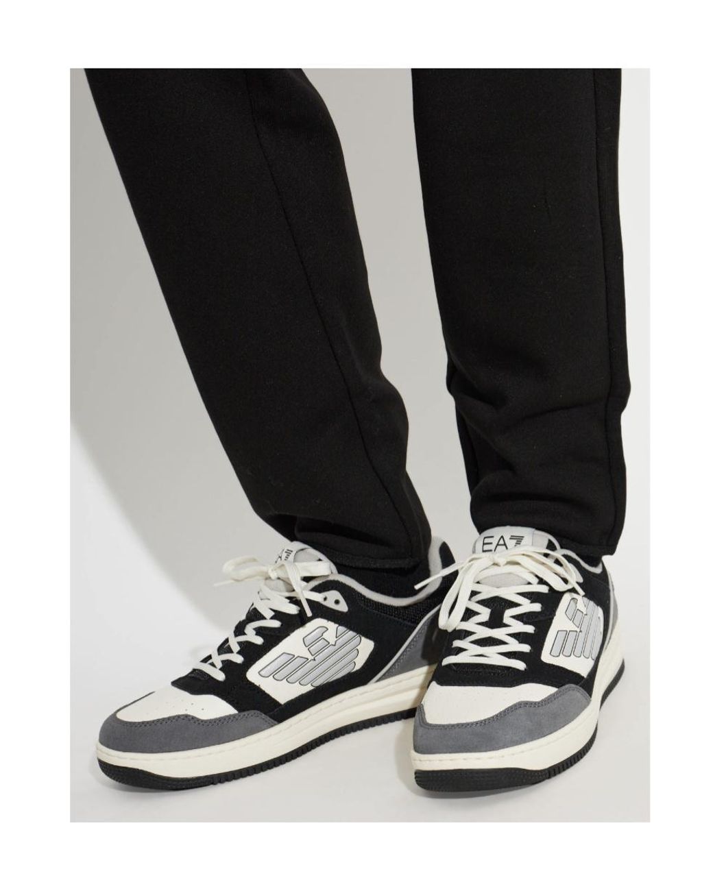EA7 Black Logo Low-Top Sneakers for men