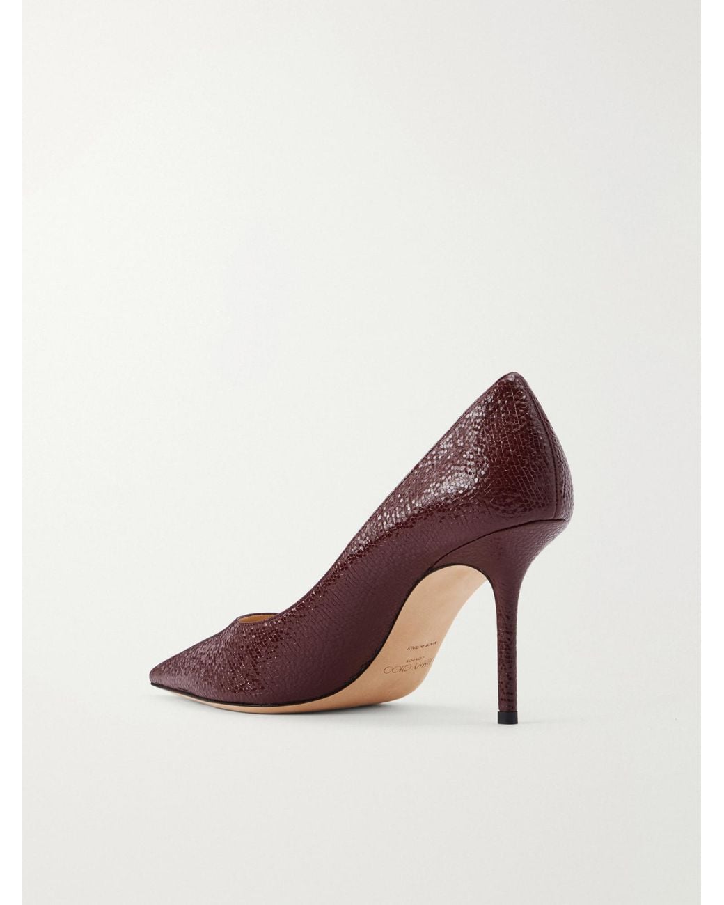Jimmy Choo Brown Love 85 Crackled-Leather Pumps