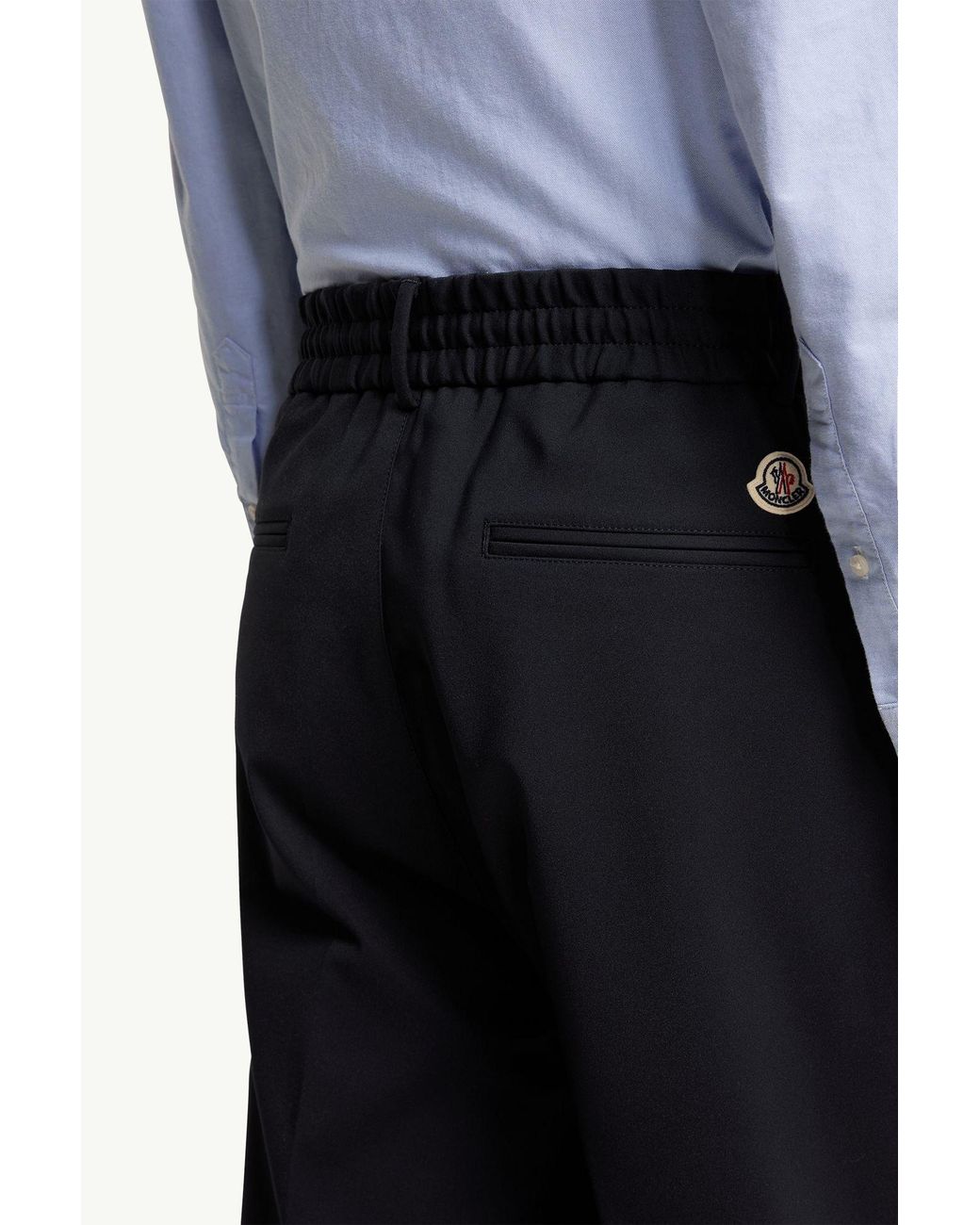 Moncler Blue Logo Patch Stripe Detailed Trousers for men