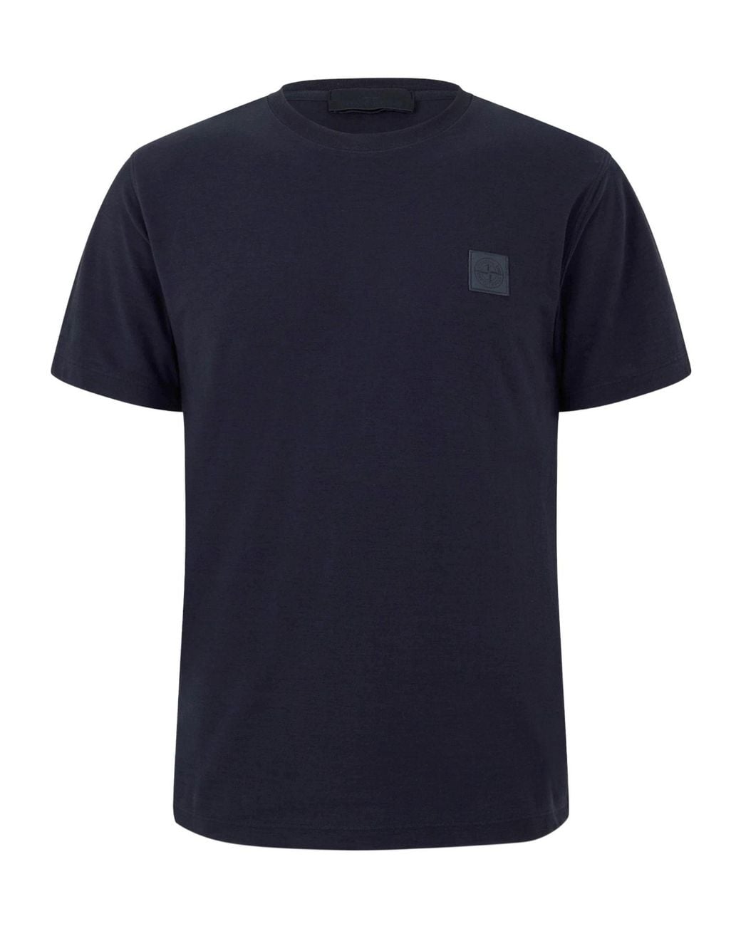 Stone Island Blue Crew Neck Cotton T-Shirt for men