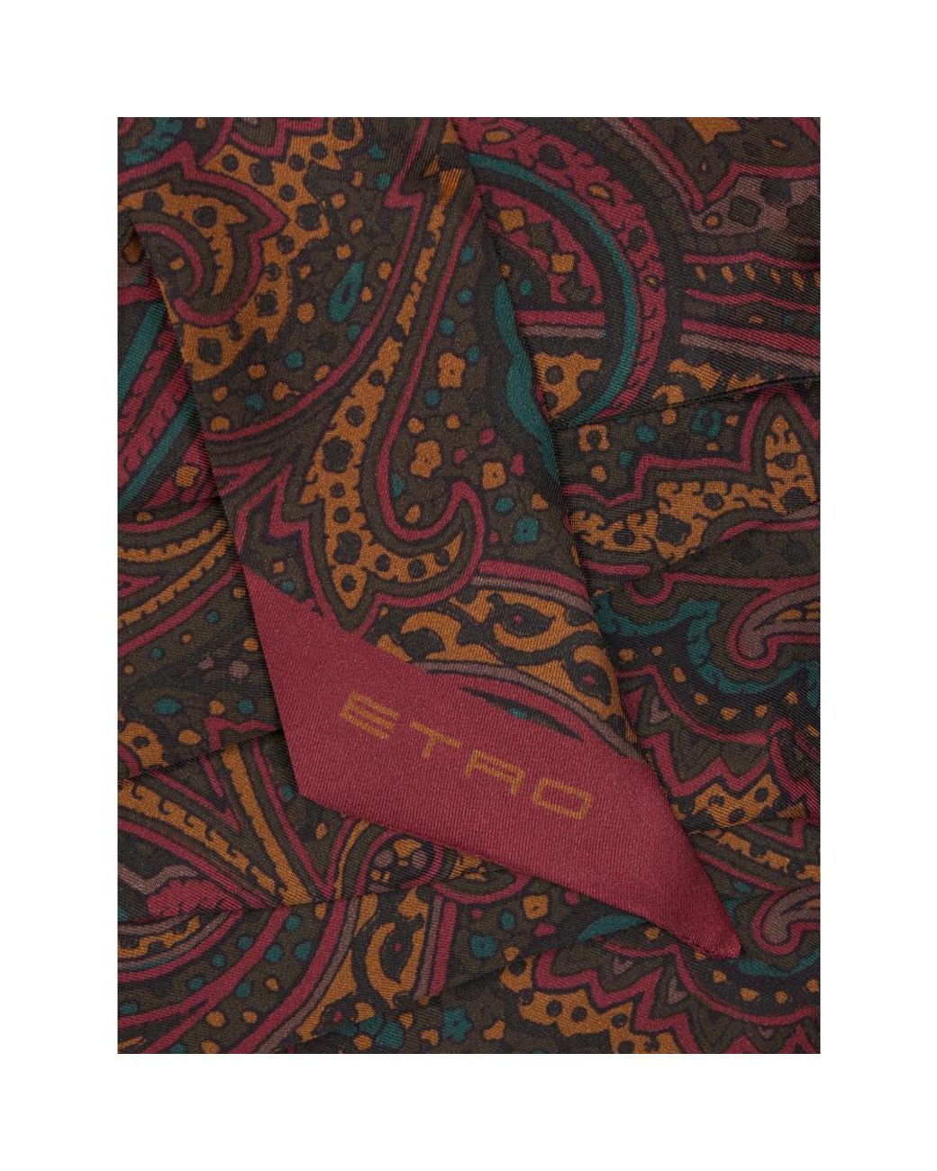 Etro Multicolor Pointed-Tip Silk Scarf