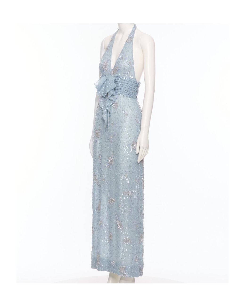 Valentino Blue Halter Neck Dress