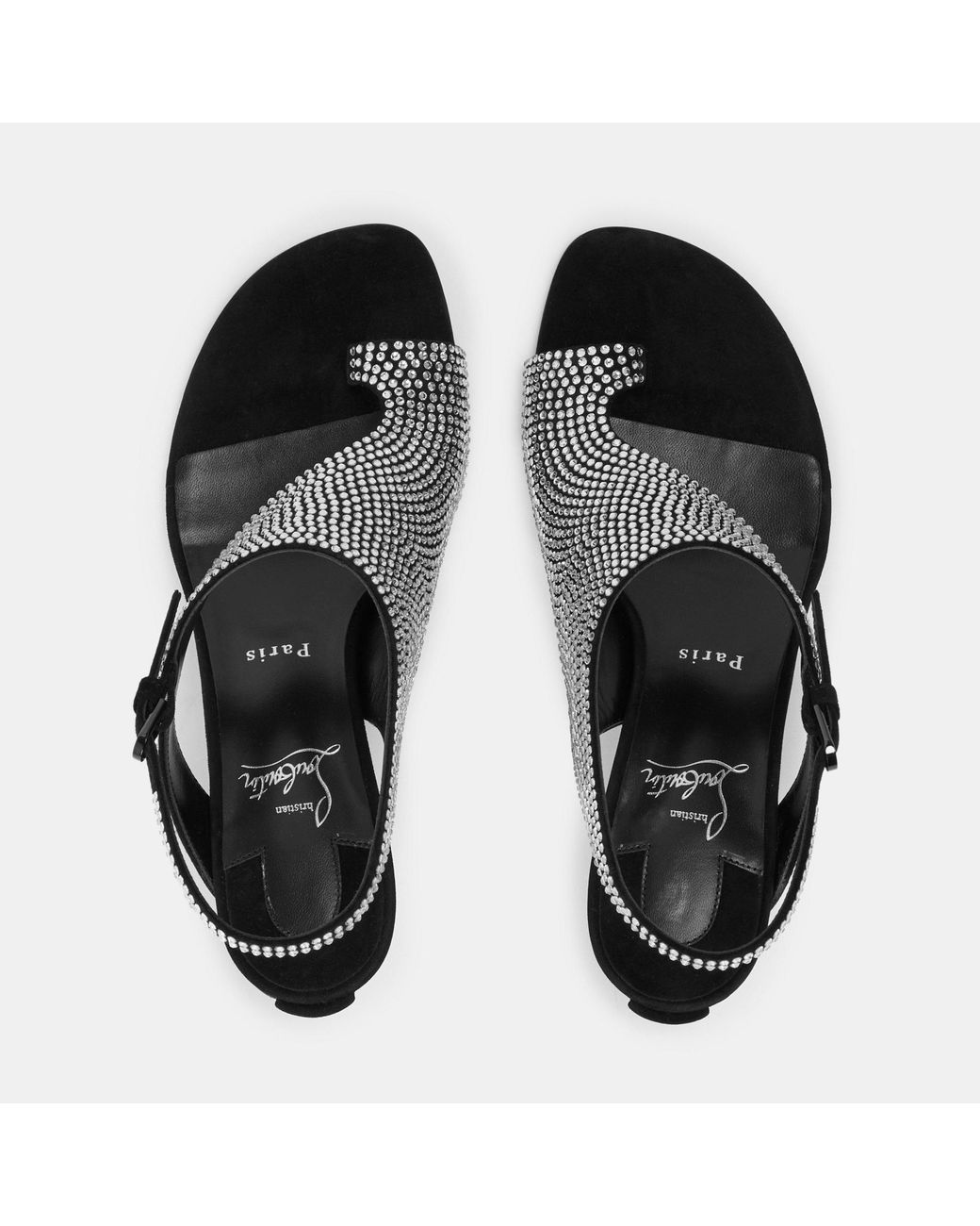 Christian Louboutin Black Rhinestone Embellished High-Heel Sandals