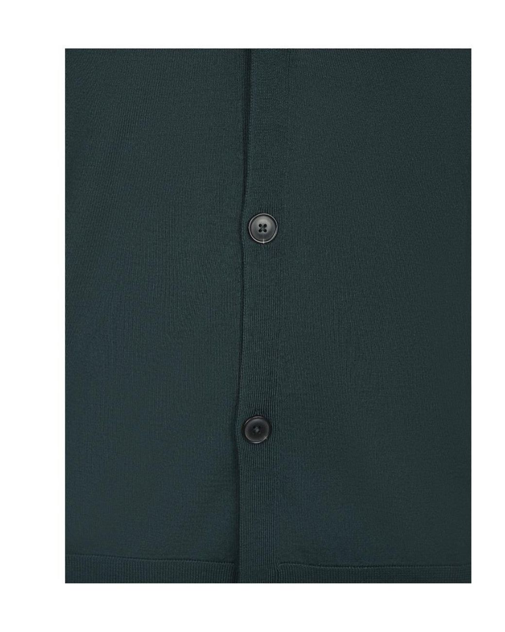 Paul Smith Green Stripe Collar Button Cardigan for men