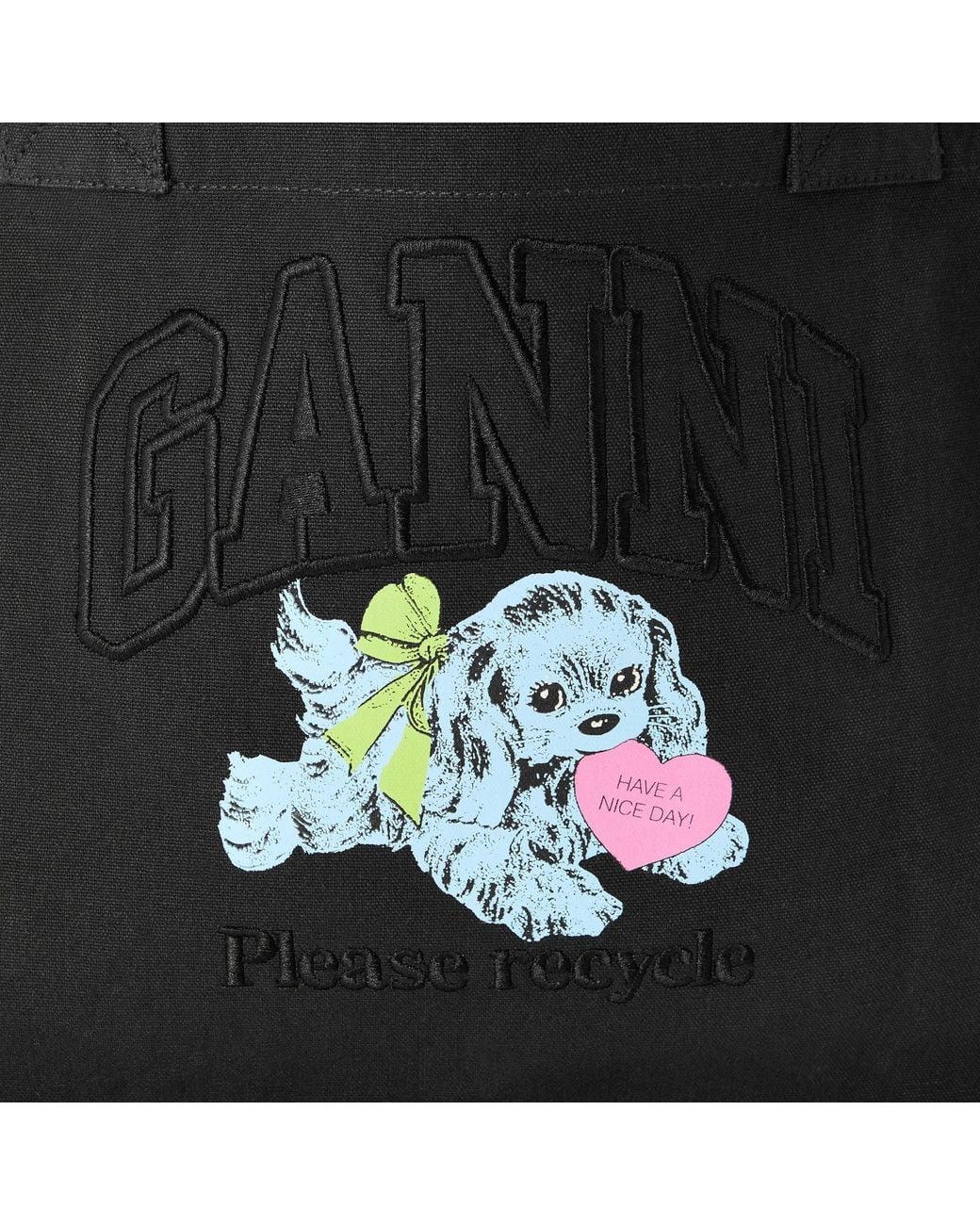 Ganni Black Shopper Tote Bag