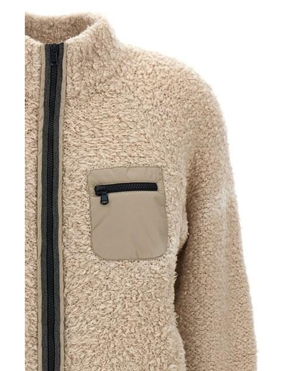 Brunello Cucinelli White High-Neck Zip-Up Jacket