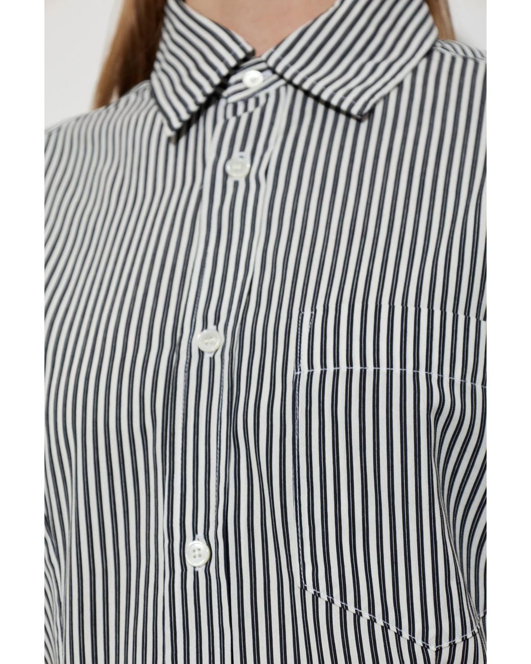 Agolde Gray Cinch Striped Button-Up Shirt
