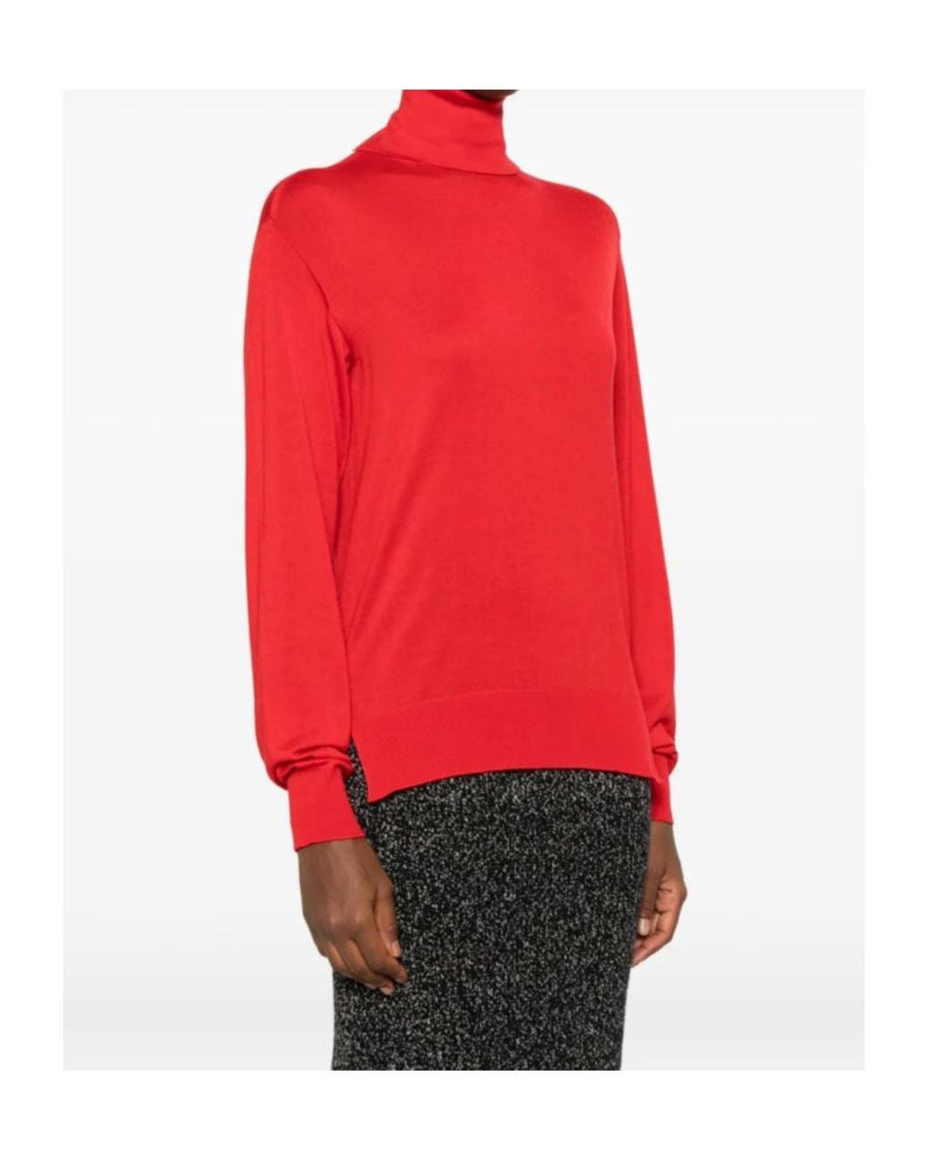 Jil Sander Red Turtleneck Knitted Sweater