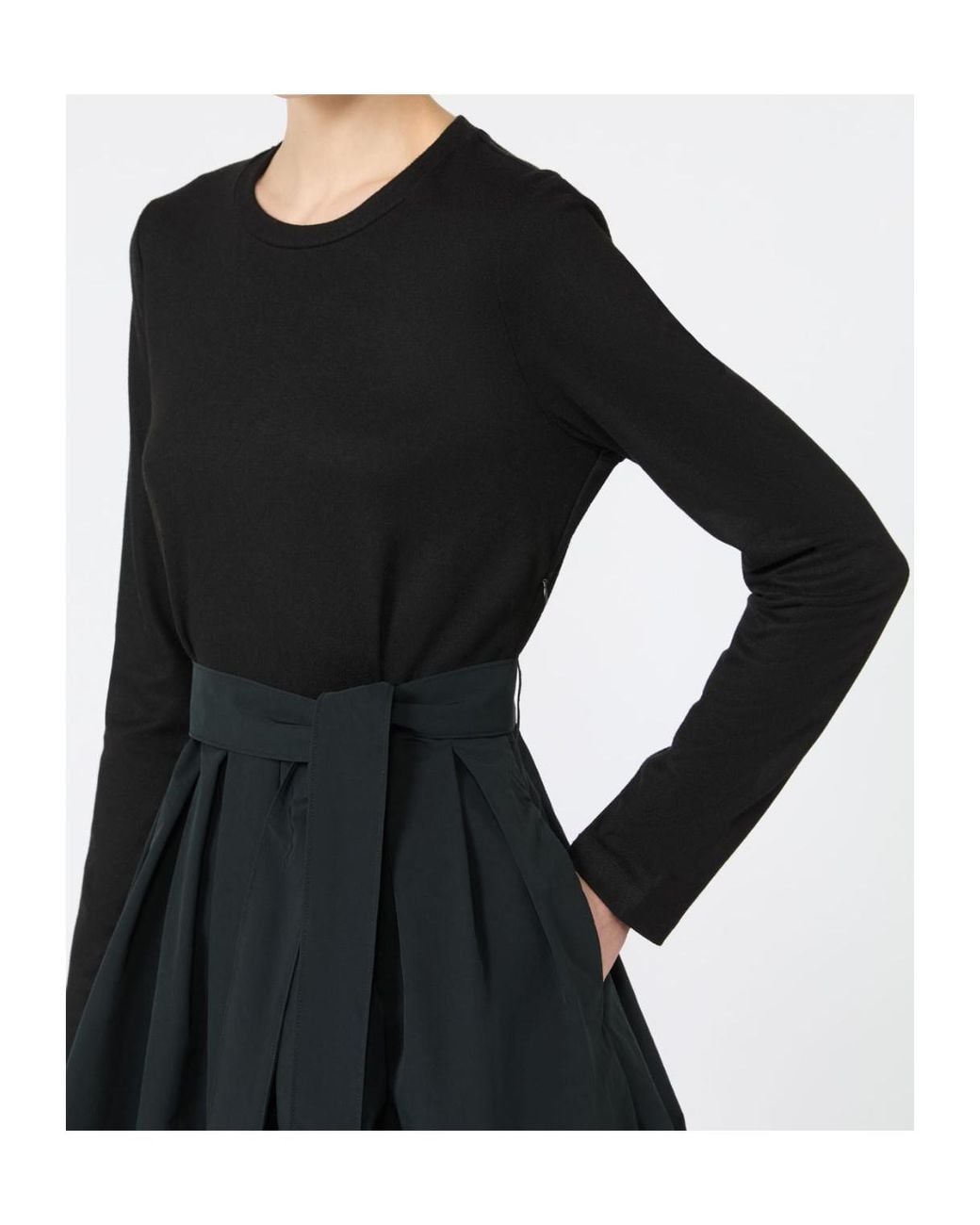 Weekend by Maxmara Black Jacquard Jersey And Taffeta Dress