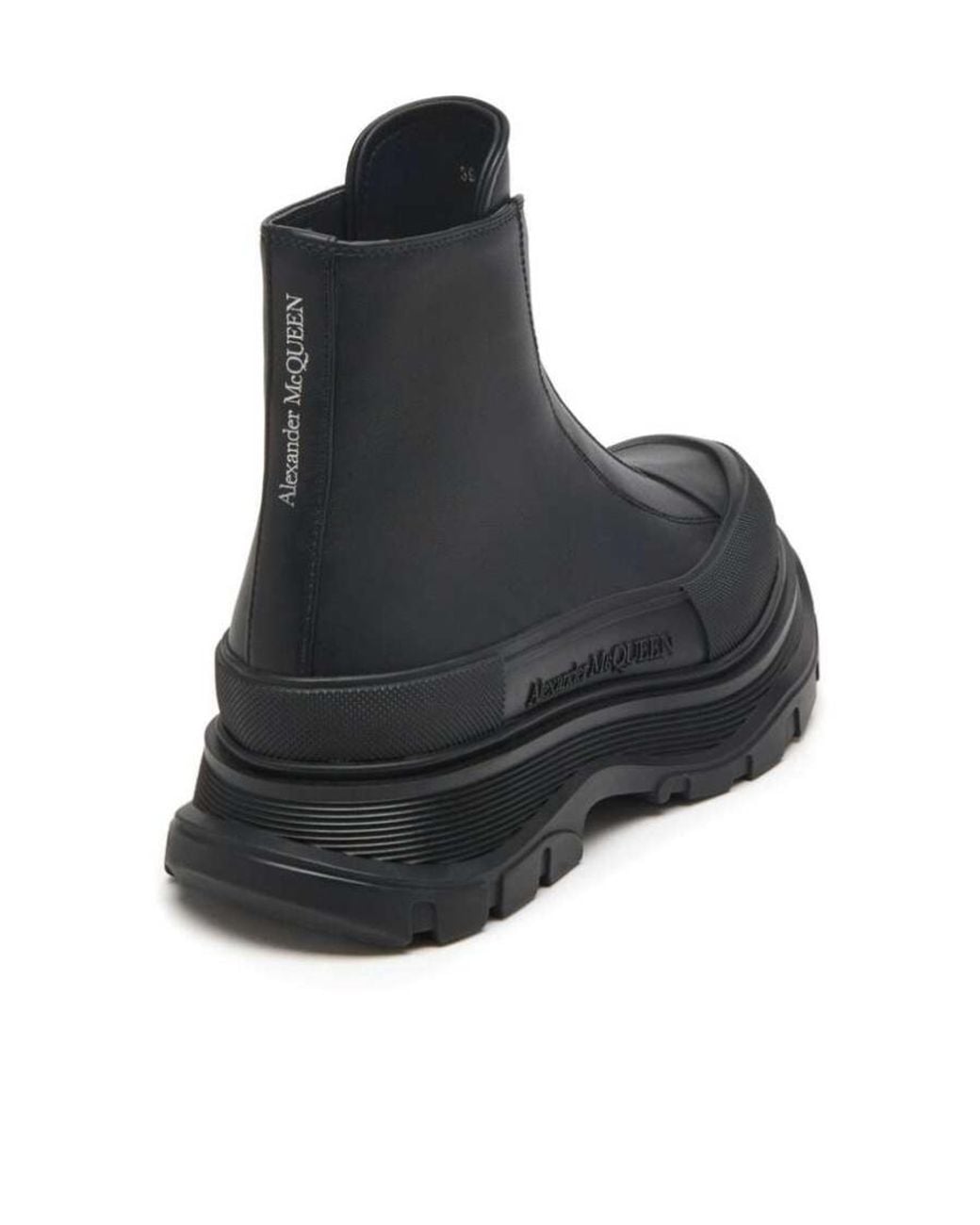 McQueen Black Tread Slick Zip Detailed Boots