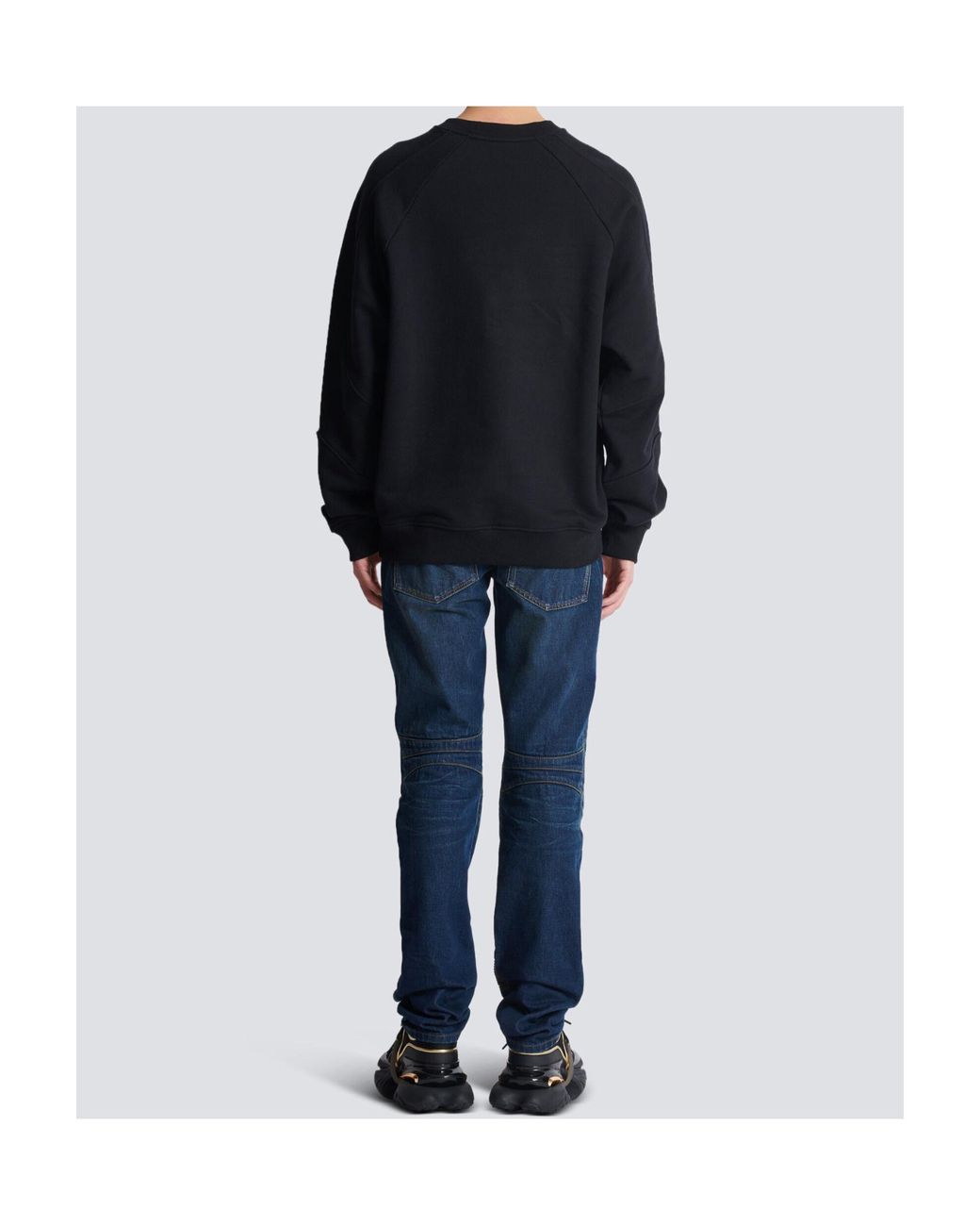 Balmain Blue Cotton Logo Sweatshirt for men