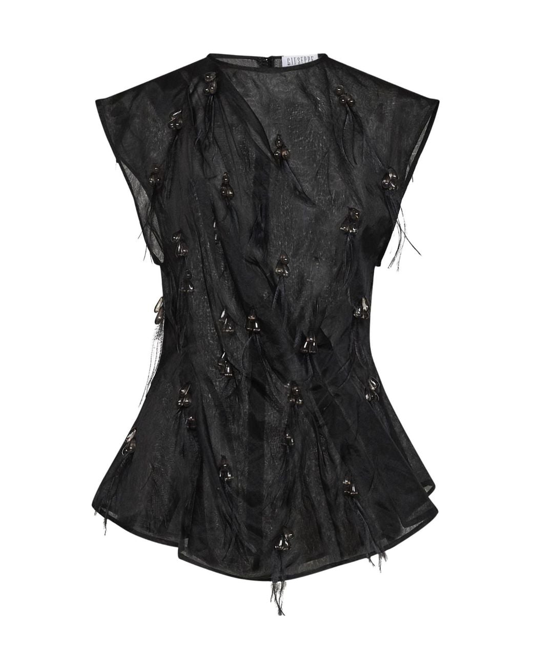 GIUSEPPE DI MORABITO Black Draped Embellished Top