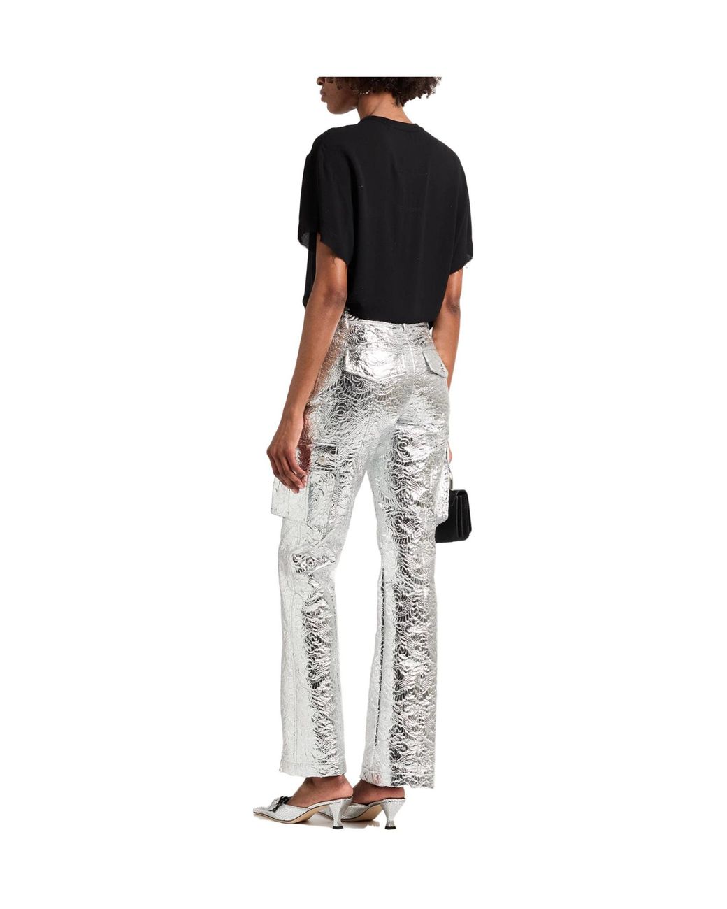 Dolce & Gabbana Gray Metallic Jacket-Style Pants