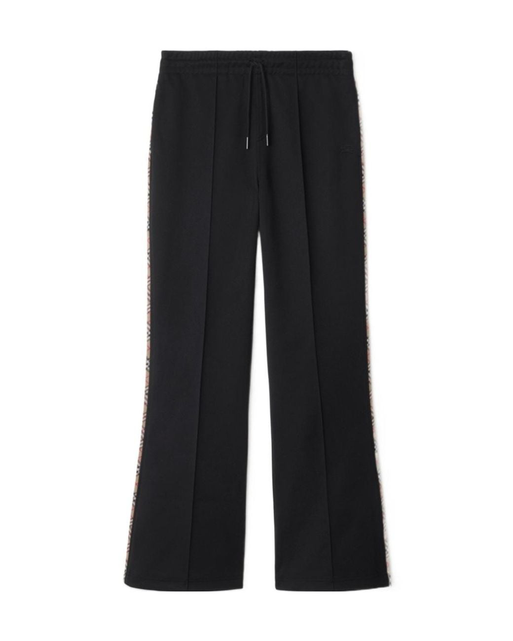 Burberry Black Checked Trim Drawstring Flared Trousers