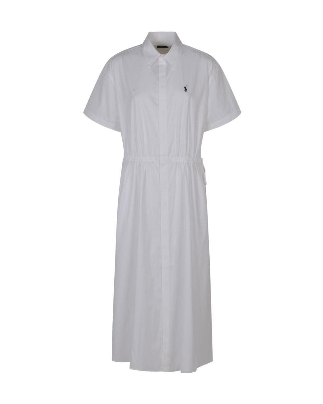 Polo Ralph Lauren Gray Buttoned Drawstring Midi Dress