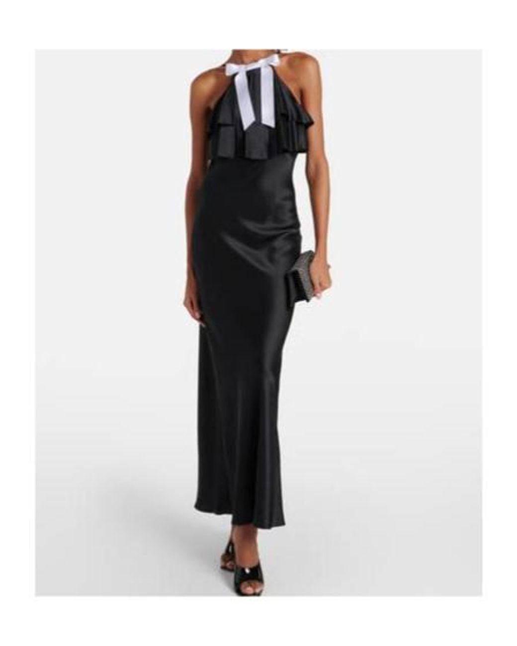 Rodarte Black Bow-Detail Halterneck Silk Satin Gown
