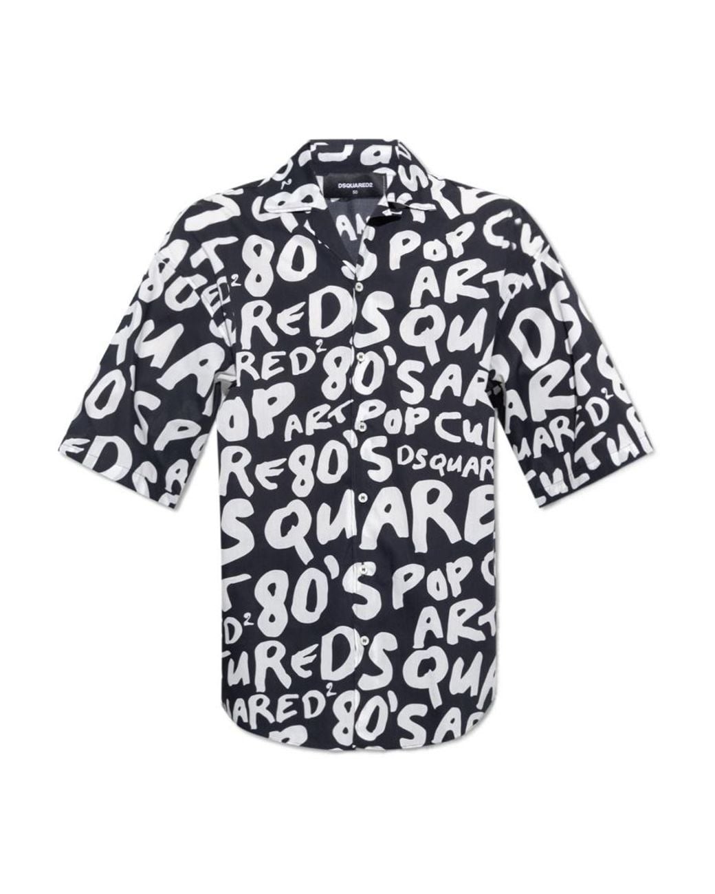 DSquared² Blue 80's Pop-Printed Short Sleeved Shirt for men