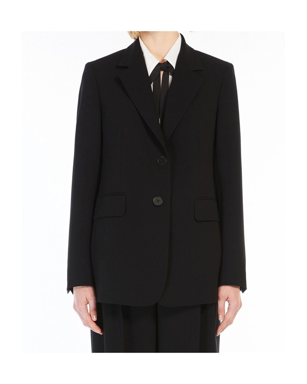 Max Mara Black Studio Linz Single-Breasted Tailored Blazer