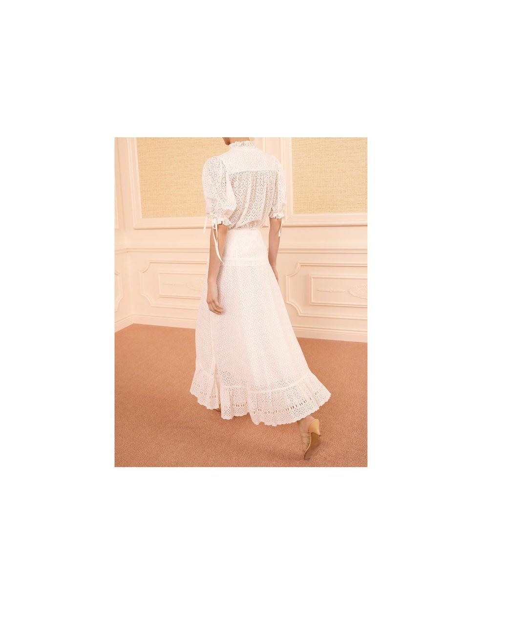 Ulla Johnson White Broderie Ruffled Midi Skirt