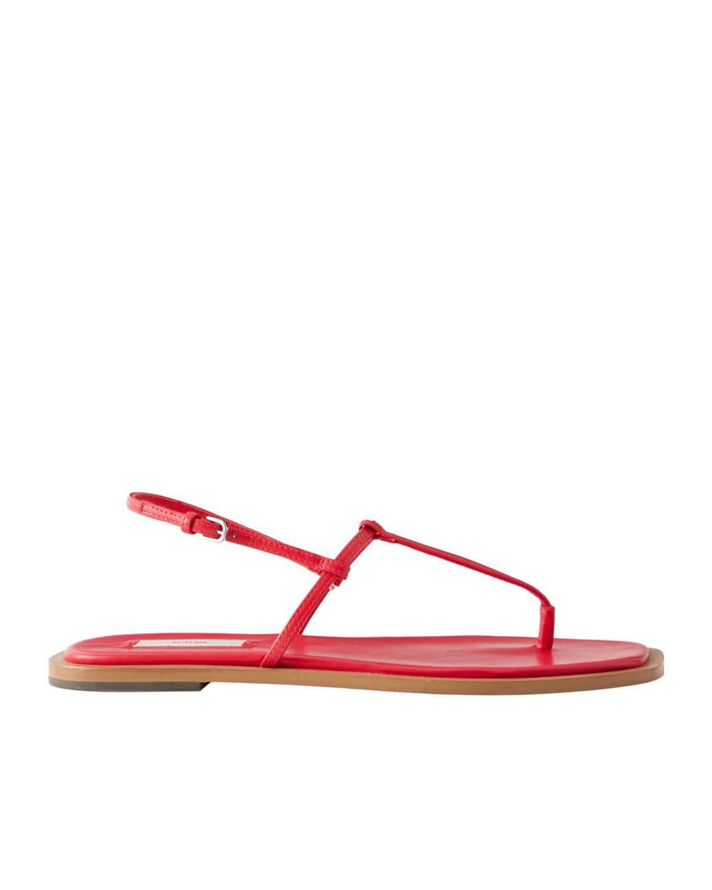Totême Red T-Strap Flat Sandals