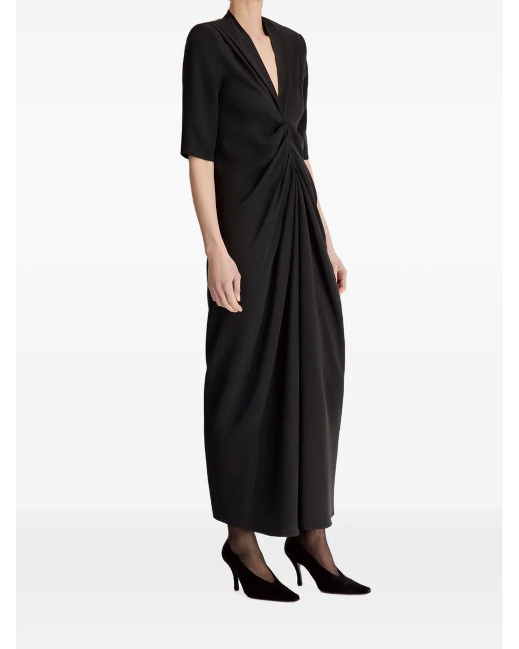 Loulou de Saison Black V-Neck Ruched Maxi Dress