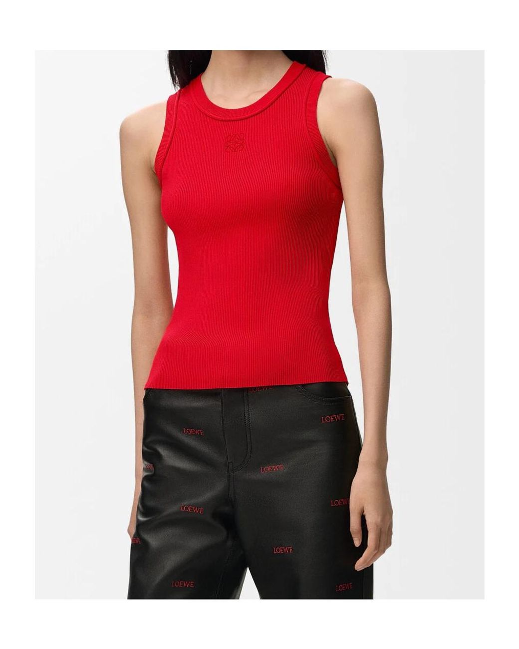 Loewe Anagram Embroidered Ribbed Top