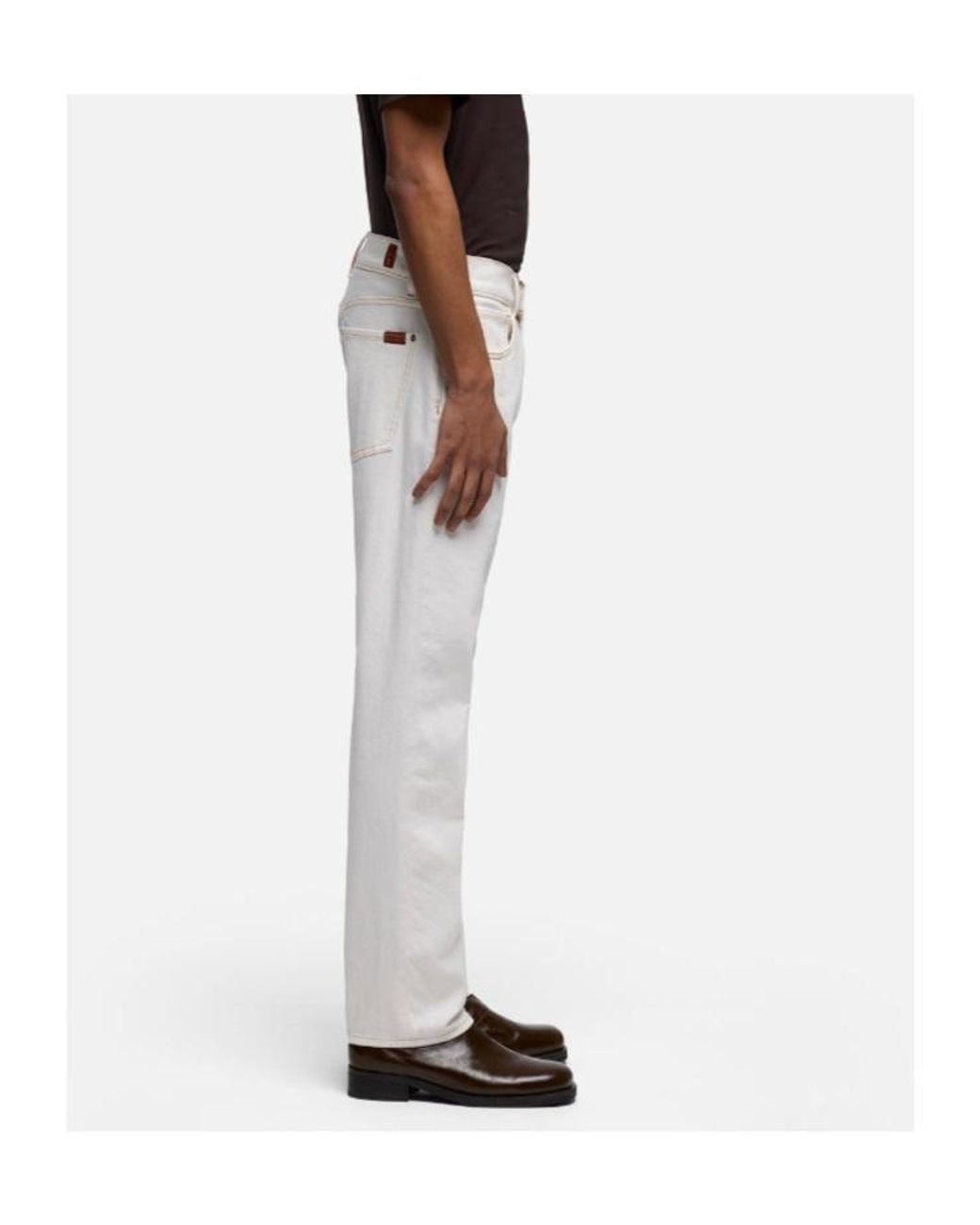 7 For All Mankind White Straight-Leg Jeans for men