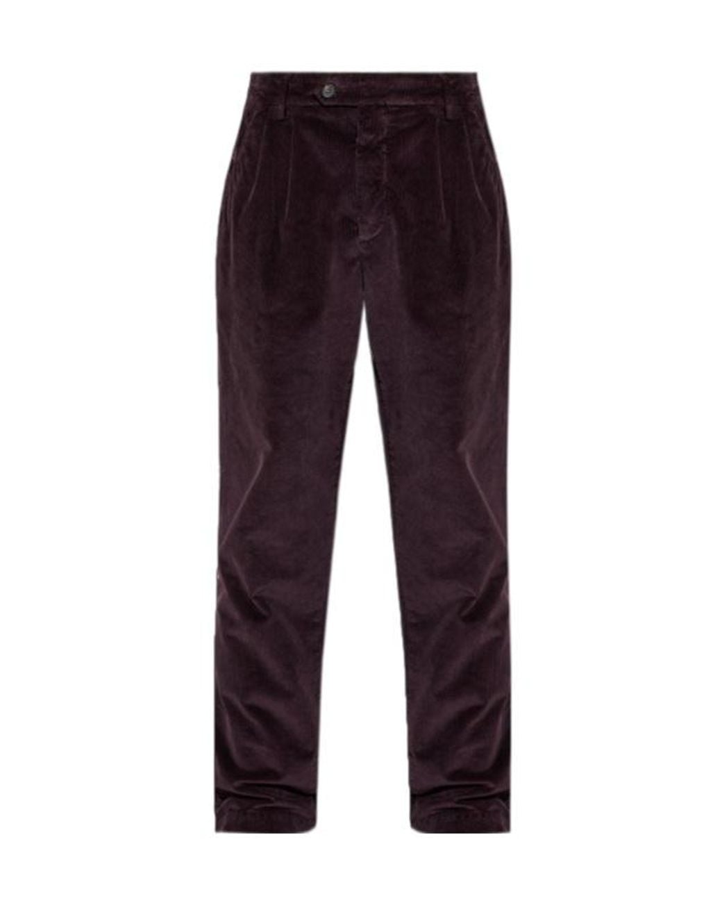 Eleventy Purple Pleated Corduroy Pants for men