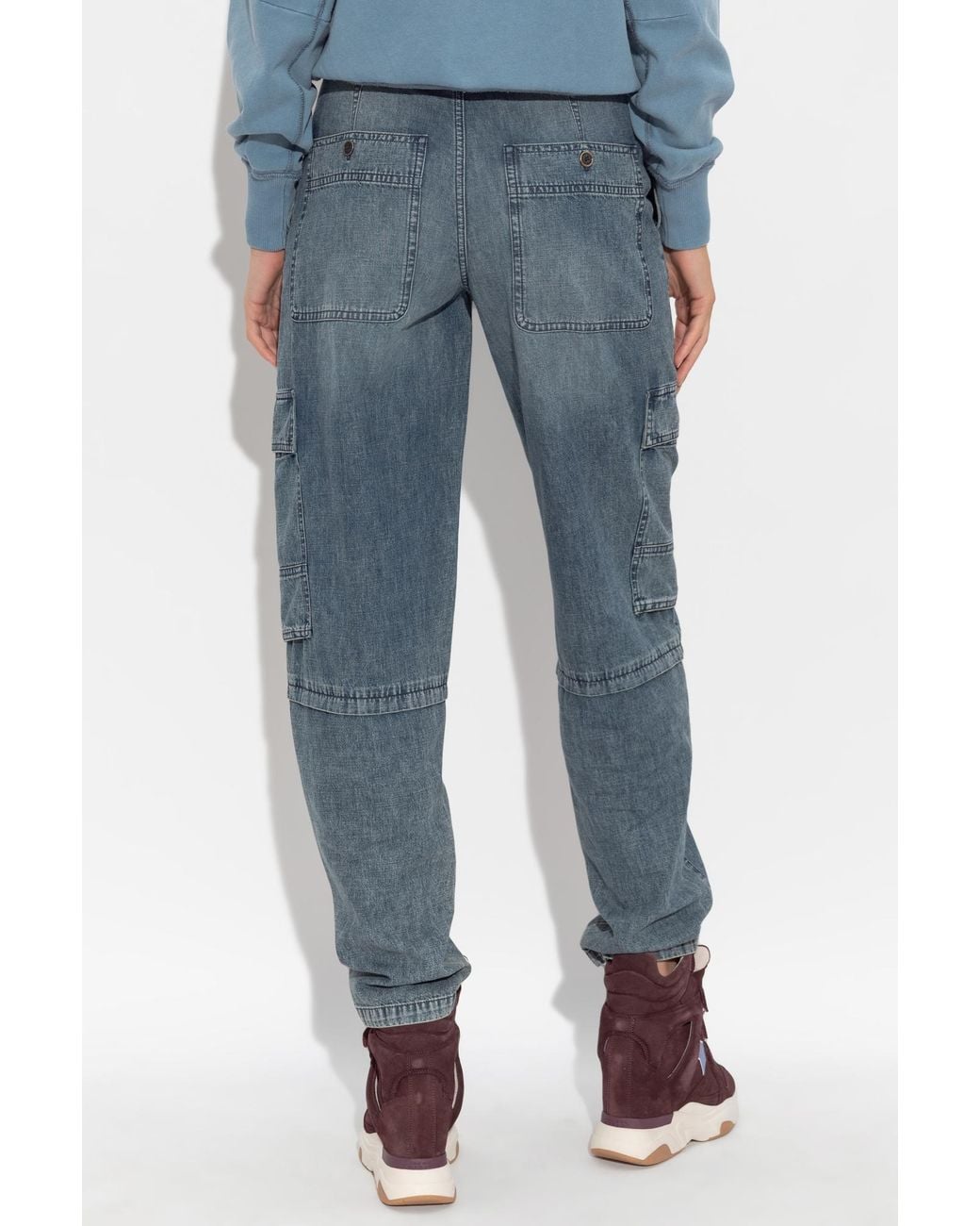 Isabel Marant Blue Isabel Marant Étoile Logo-Patch Denim Cargo Jeans