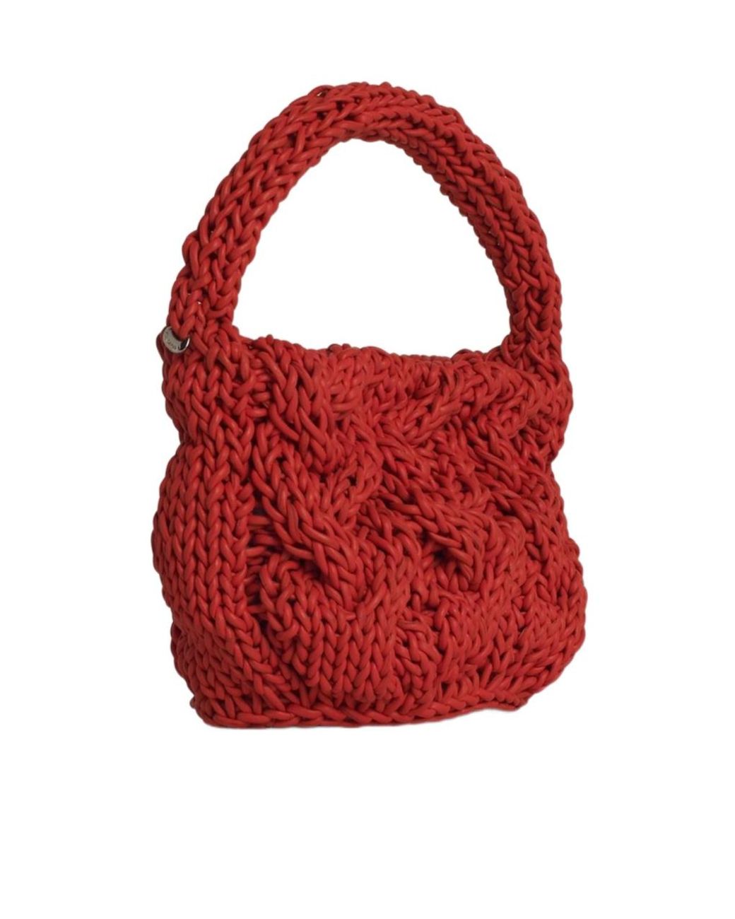 J.W. Anderson Red Jw Anderson Small Cable Knitted Top Handle Bag