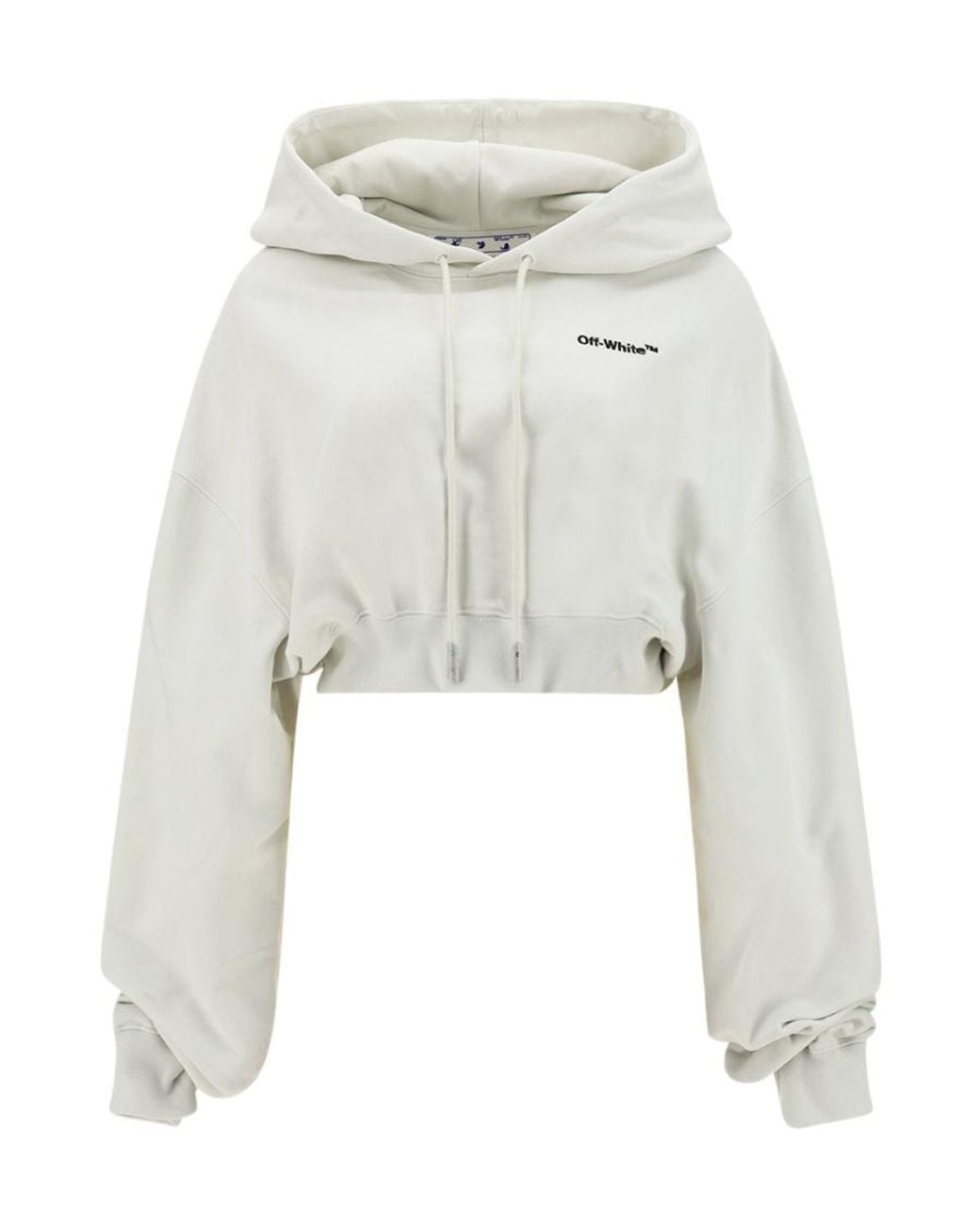 Off-White c/o Virgil Abloh White Logo-Print Cropped Hoodie