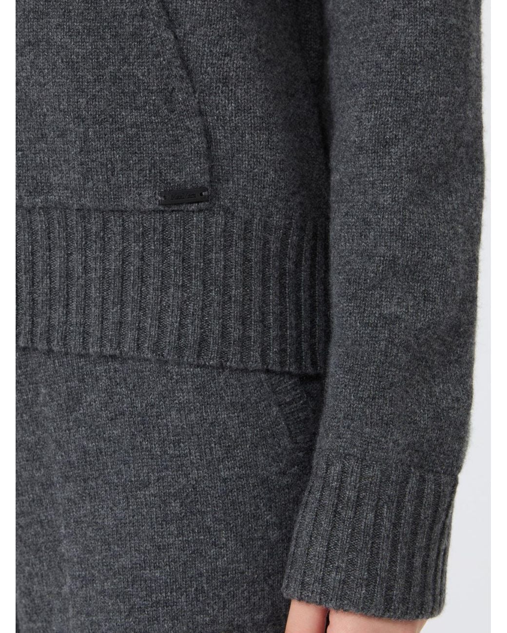 Max Mara Gray Cashmere Hooded Zip-Up Cardigan
