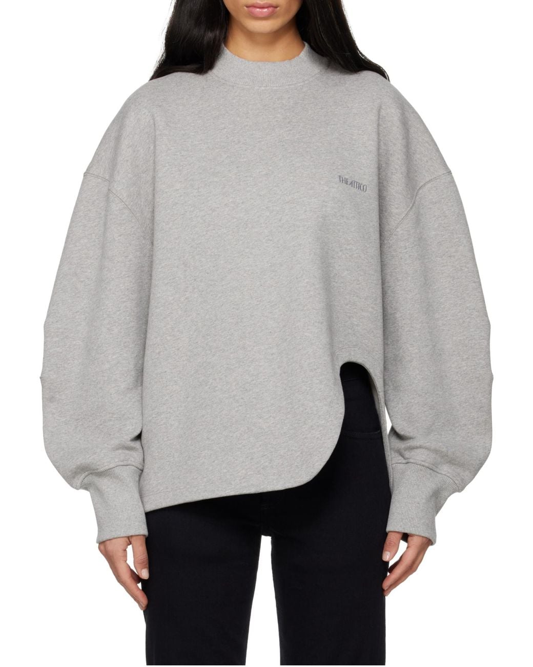 The Attico Gray The Logo Embroidered Crewneck Sweatshirt