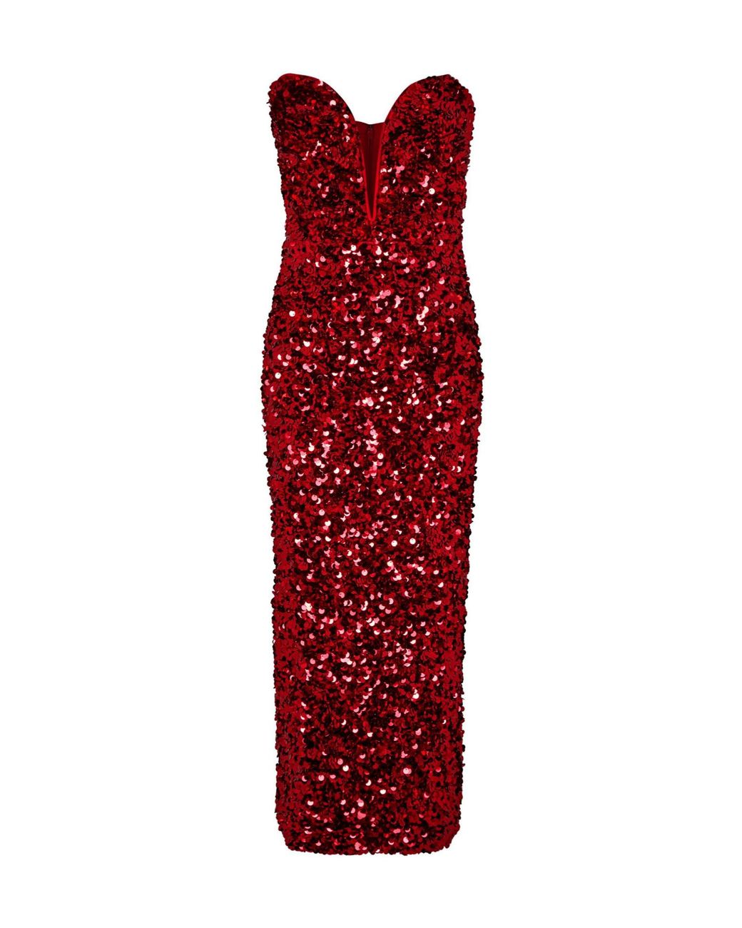 Self-Portrait Red 3D Sequin Midi Dress