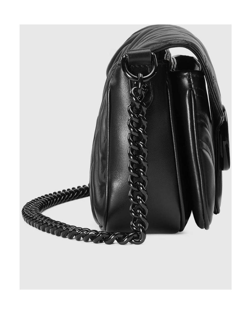 Gucci Black Gg Marmont Chain Linked Shoulder Bag