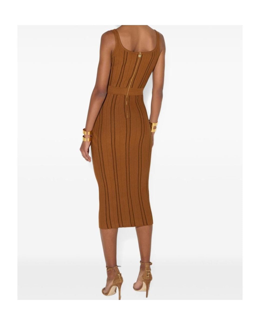 Elisabetta Franchi Brown Origami Knitted Dress