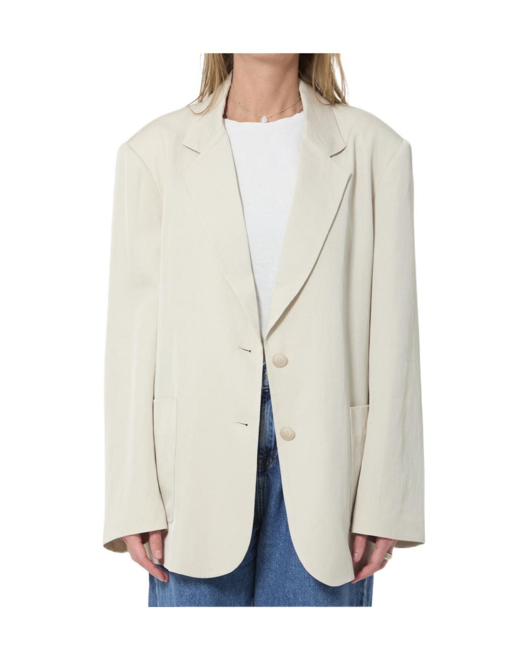 Frankie Shop White Bruna Single-Breasted Blazer