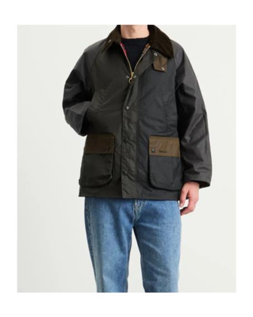 Barbour Gray Patchwork Os Bdl Buttoned Wax Jacket for men