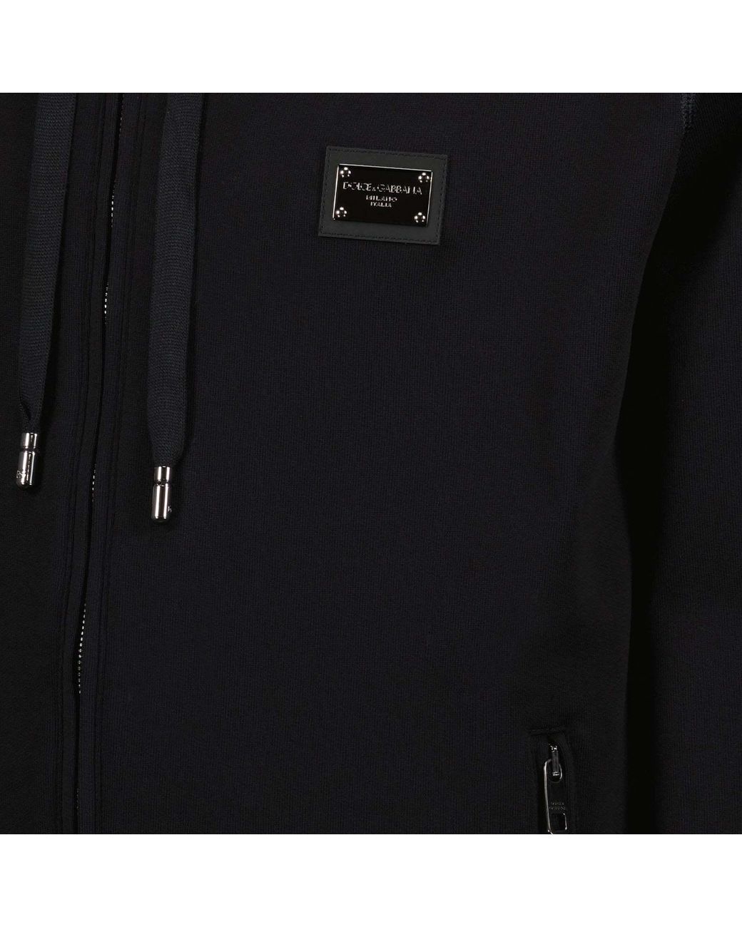 Dolce & Gabbana Black Zip-Up Jersey Hoodie for men