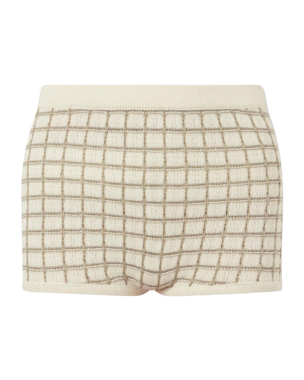 The Elder Statesman Natural Checked Cashmere Shorts