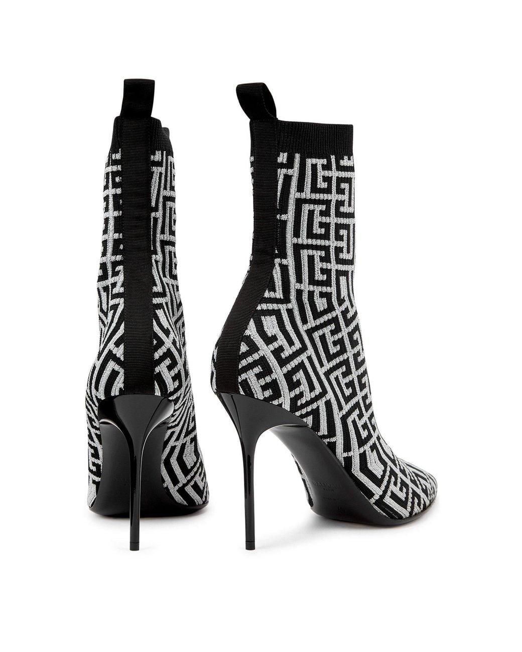 Balmain Black Stretch-Knit Ankle Boots