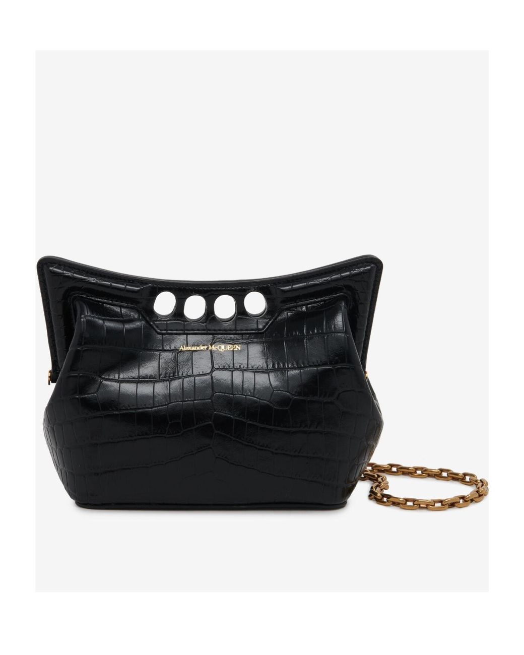 McQueen White Mini The Peak Embossed Shoulder Bag