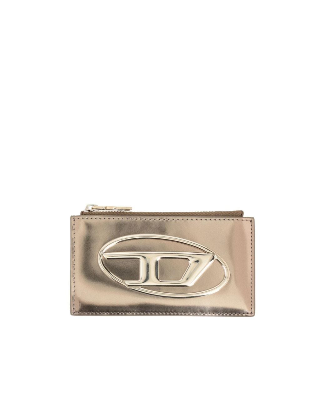 DIESEL Natural Solid Color Leather Card Holder