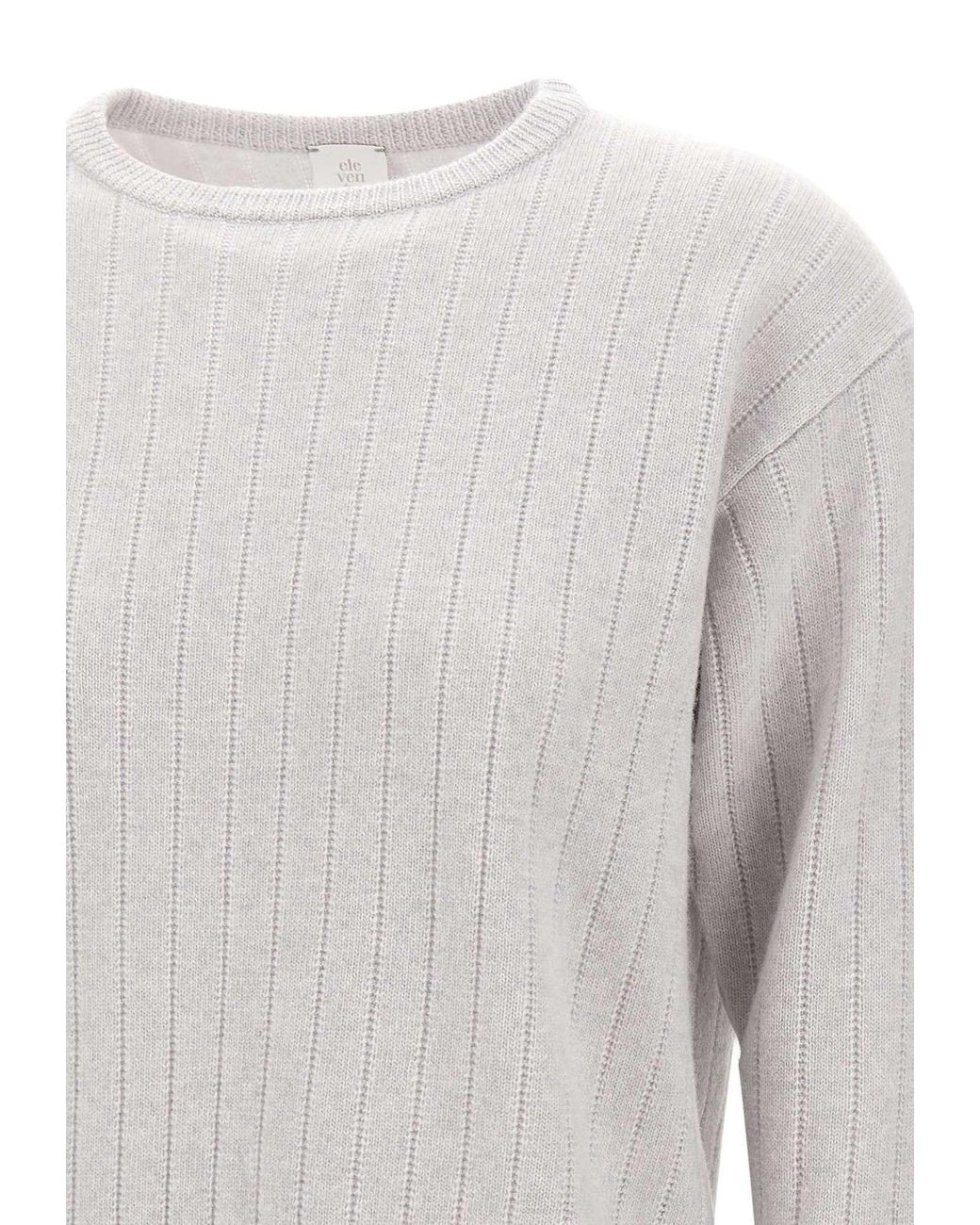 Eleventy Gray Textured Crew Neck Knitwear