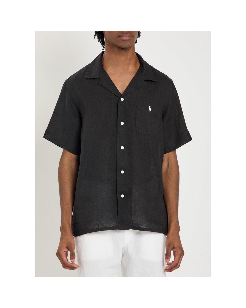 Polo Ralph Lauren Black Short-Sleeve Linen Shirt for men