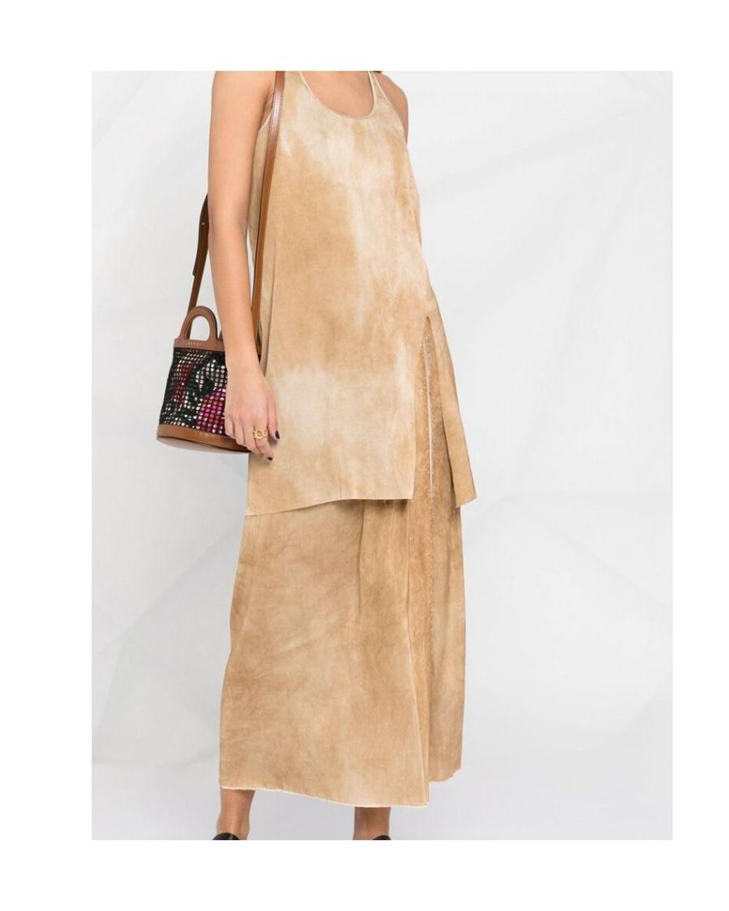 Uma Wang Natural Distressed Raw-Cut Maxi Skirt