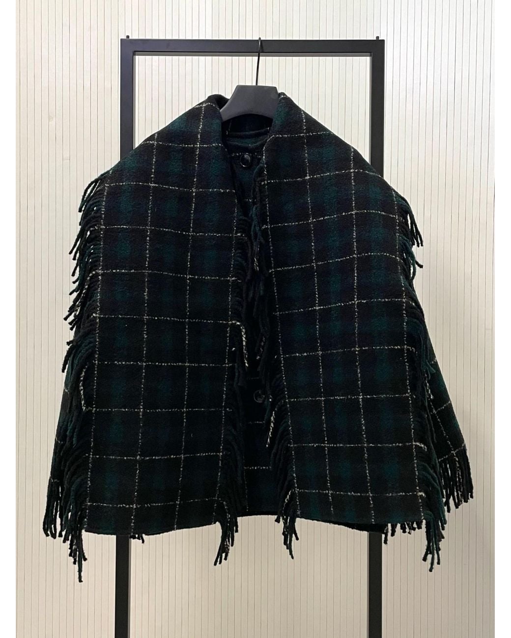 Totême Black Totême Checked Fringed Shawl Jacket
