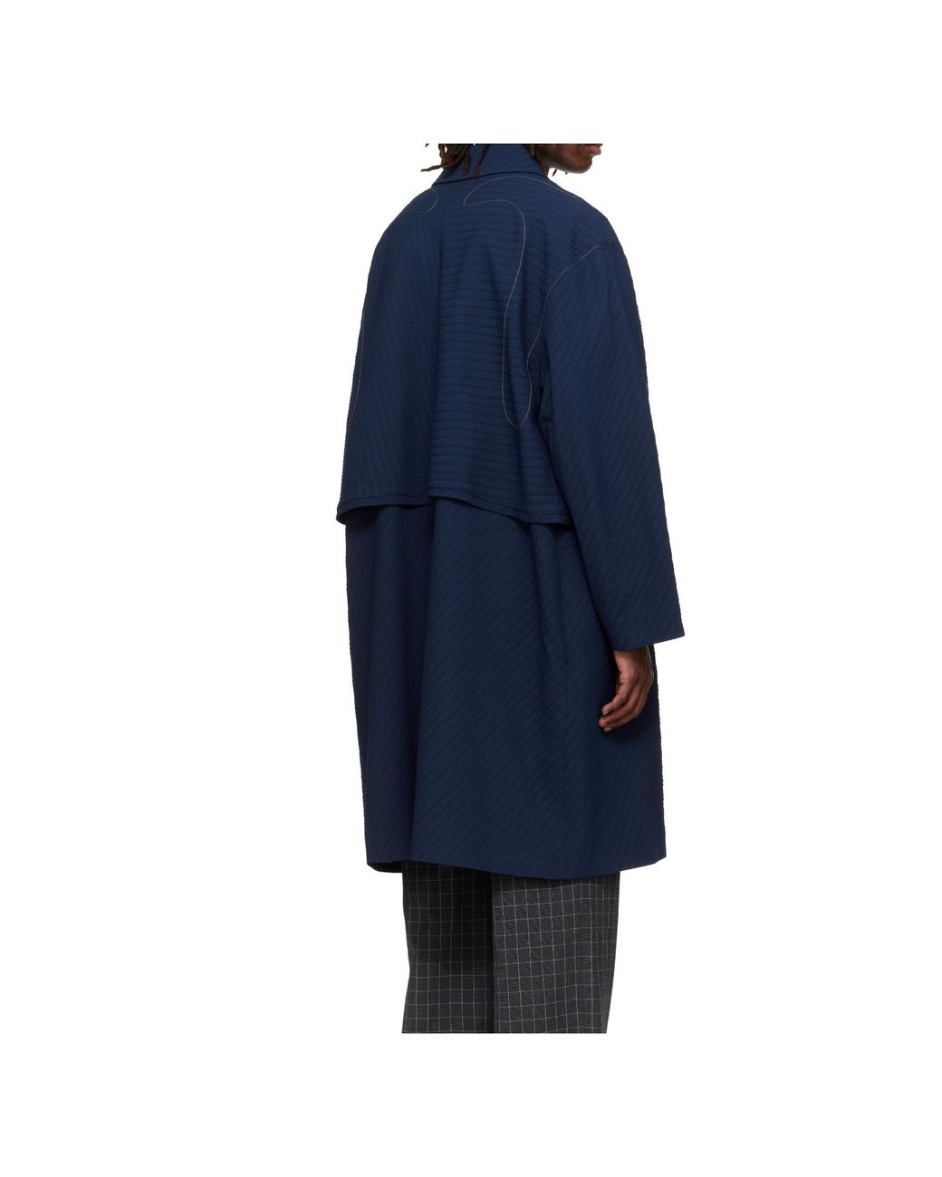 Kiko Kostadinov Blue Euri K-Shoulder Coat for men